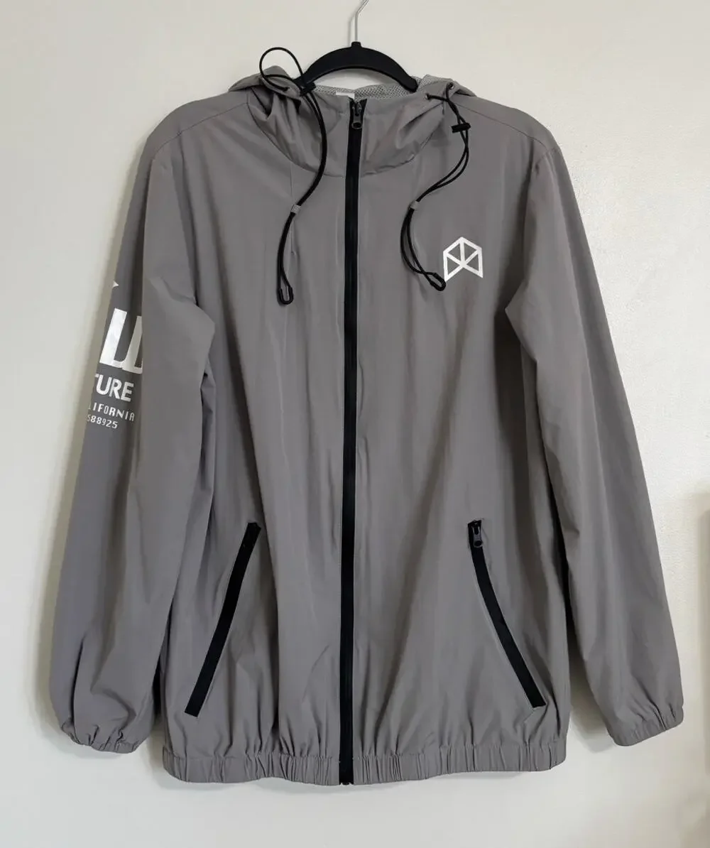 Grey Rawgear by Bradley Martyn Zoo Culture Hooded Windbreaker Jacket M